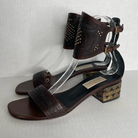 Valentino Leather Studded Ankle Cuff Sandals EU 36/US 6 - Picture 5 of 13